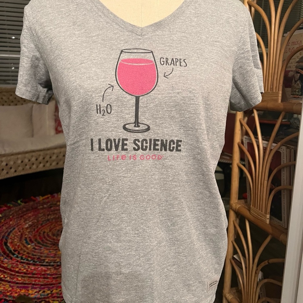 Life Is Good Women's Wine Science Short Sleeve Crusher Vee Tee - Picture 3 of 7